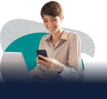 Happy woman looking at business loans on a smart phone